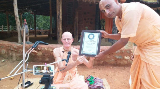 ISKCON Devotee Achieves World Record by Reciting all 700 Verses of Bhagavad-gita From Memory in 73 Minutes
