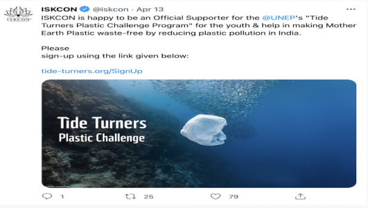 ISKCON India Supporter for UN’s Ending Single-Plastic Challenge